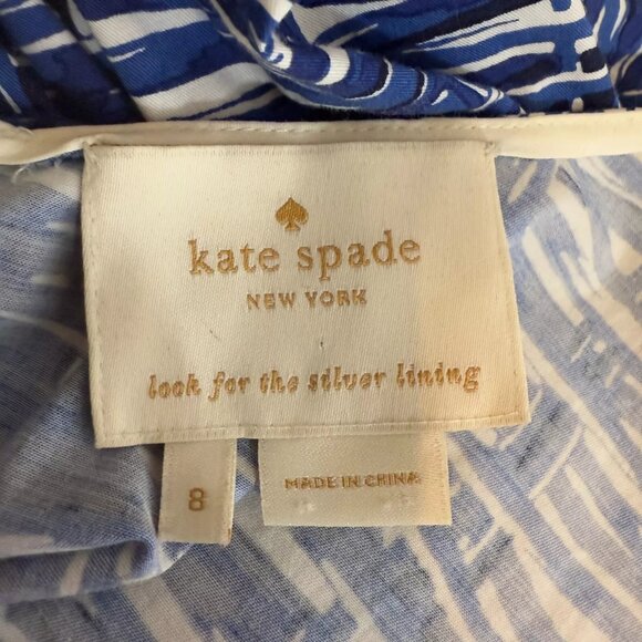 Kate Spade Sonja Striped Dress Women's 8 Blue White Fit & Flare Pleated Pockets - Picture 9 of 10